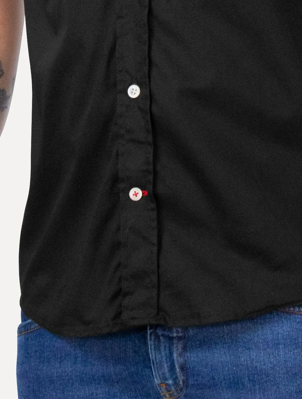 Camisa Tommy Hilfiger Masculina Manga Curta Regular Classic Poplin Preta