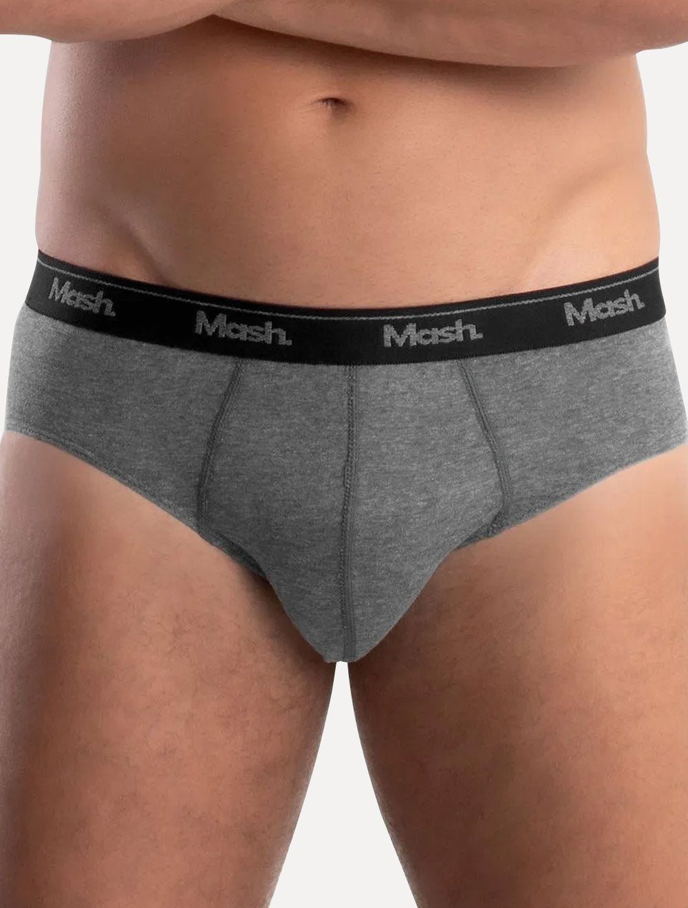 Cueca Mash Slip Cotton Basic Dark Logo Grafite Mescla