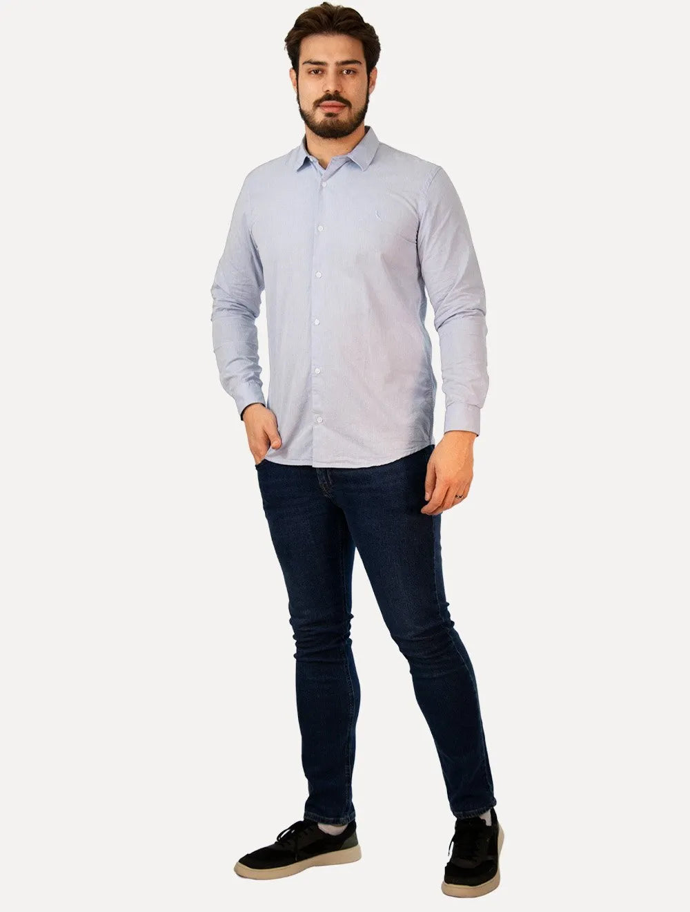 Camisa Reserva Masculina Cotton Zayn Azul Claro Mescla