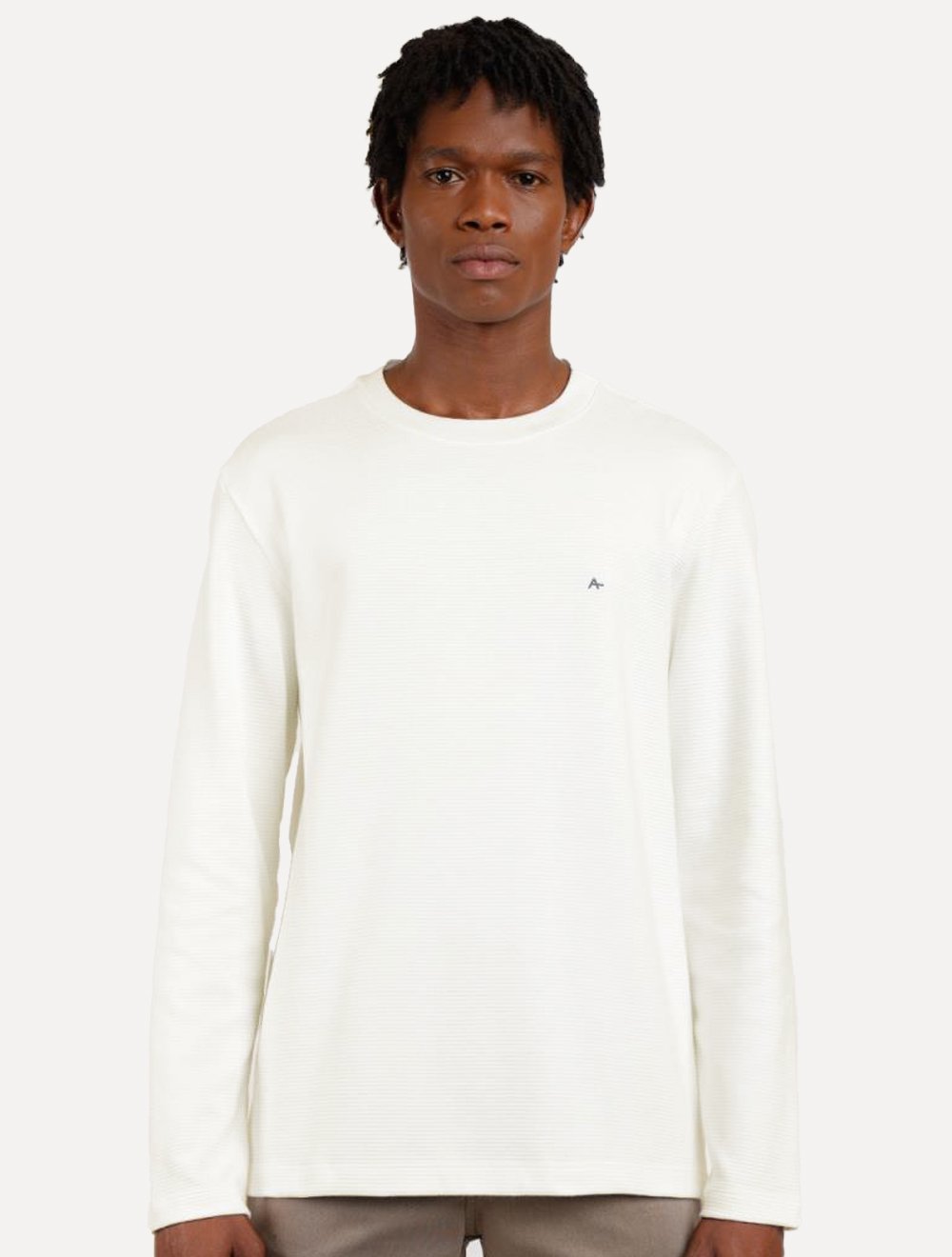 Blusa Aramis Masculina Regular Suedine Canelado Off-White