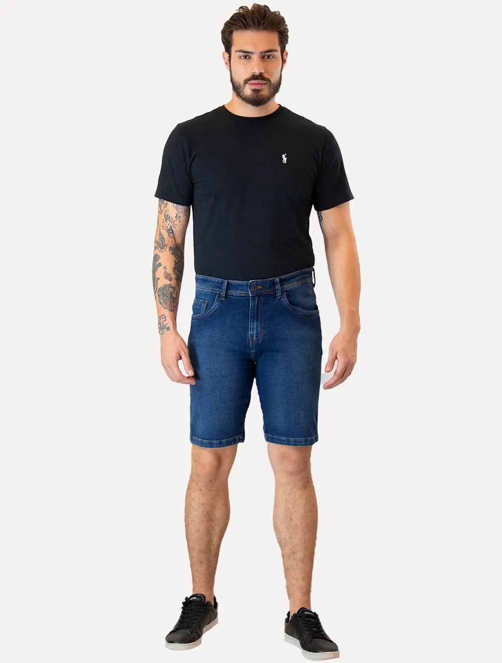 Bermuda Dudalina Jeans Masculina Denim Destroyer Azul Médio