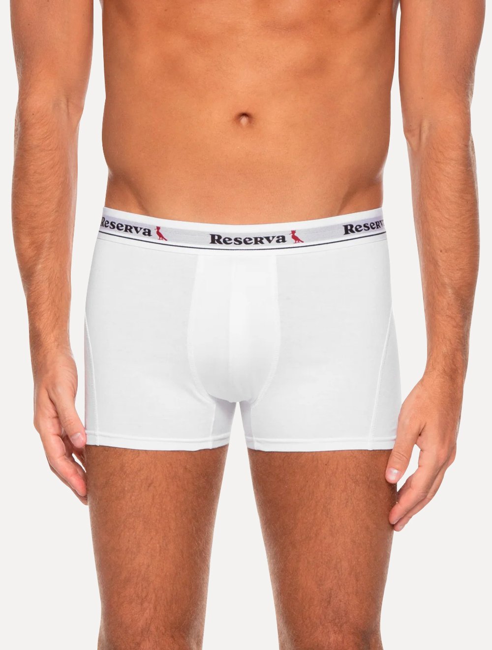Cueca Reserva Masculina Boxer Basic Logo Branca Pack 2UN