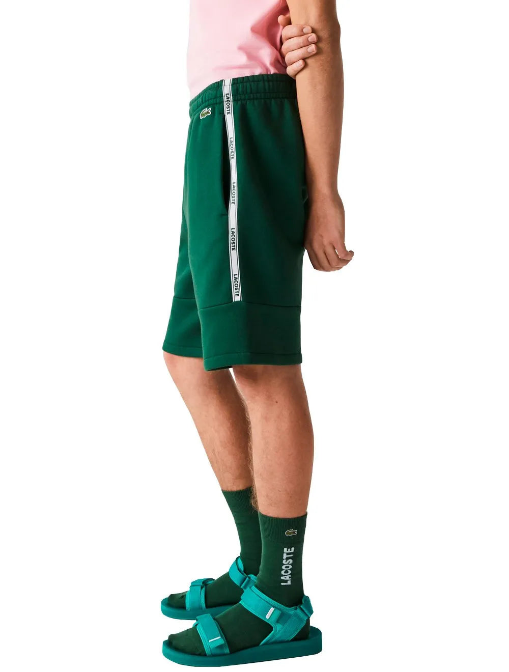 Bermuda Lacoste Masculina Moletom Fleece Signature Sash Verde