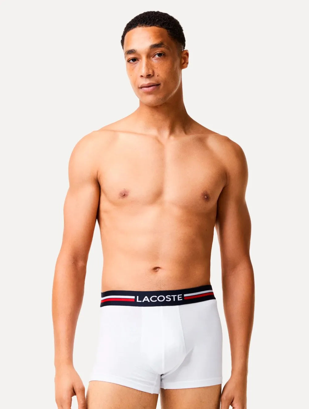 Cuecas Lacoste Boxer Casual Stretch Listra Marinho/Branca Pack 3UN