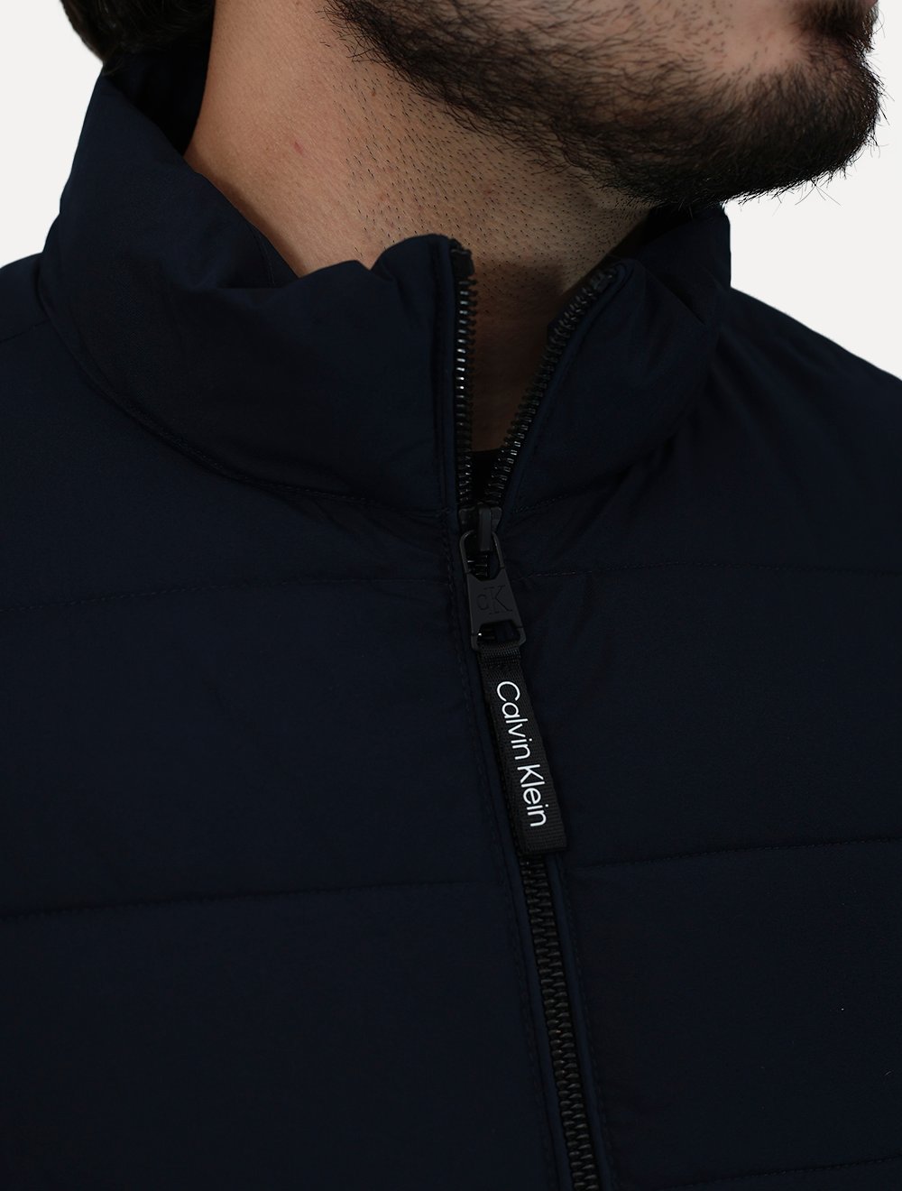 Jaqueta Calvin Klein Masculina Matelassê Full-Zip Azul Marinho