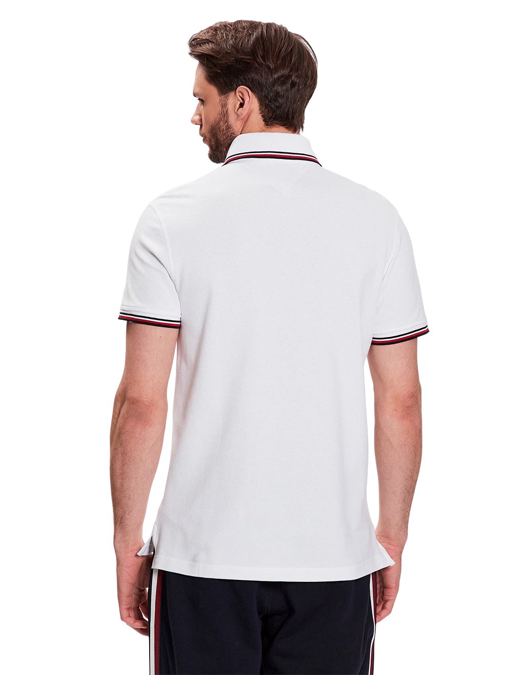 Polo Tommy Hilfiger Masculina Slim Piquet 1985 Tipped Slim Branca