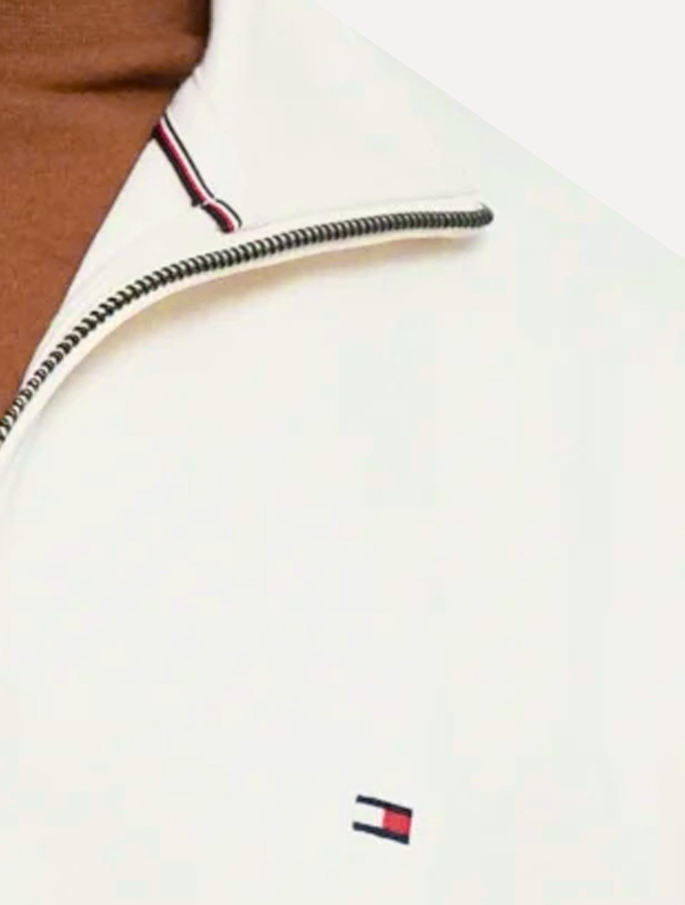 Suéter Tommy Hilfiger Masculino Essential Cotton Half Zip Mock Off White
