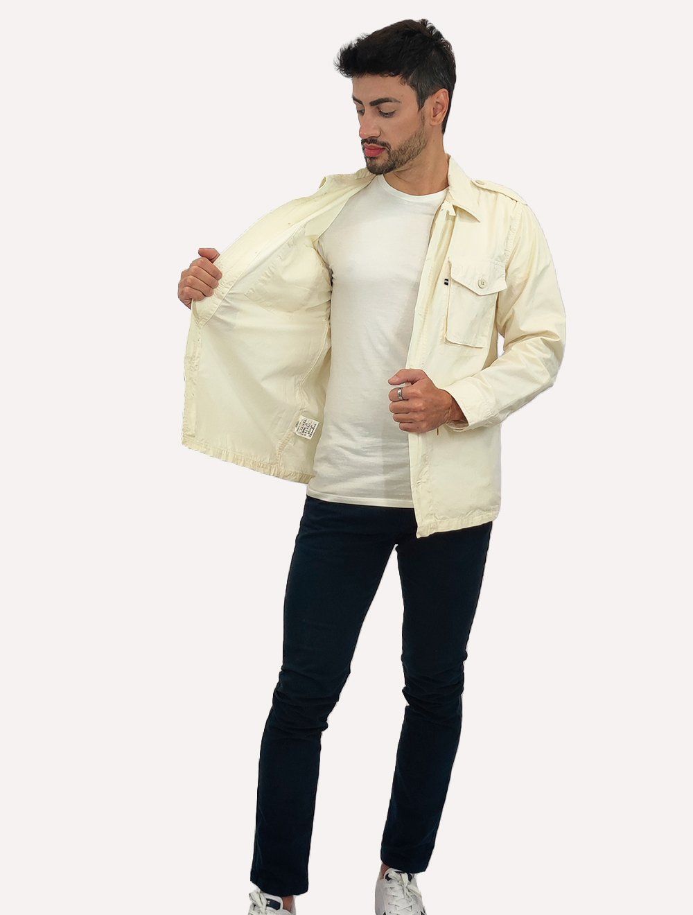 Jaqueta Nautica Masculina Sarja Natural Off-White