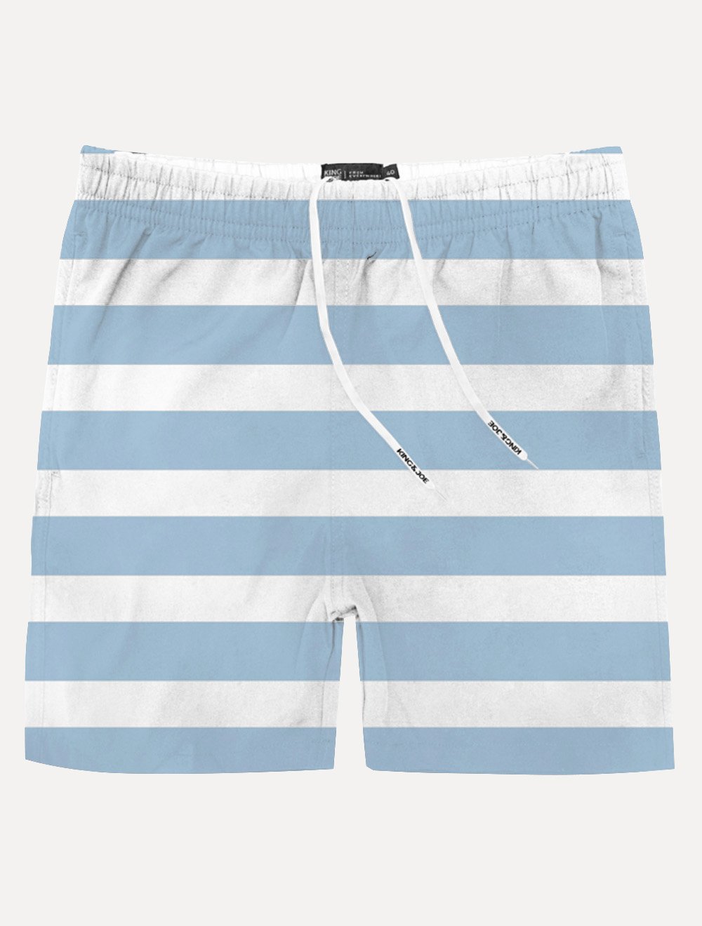 Short King & Joe Masculina Nylon Listrado Azul Claro