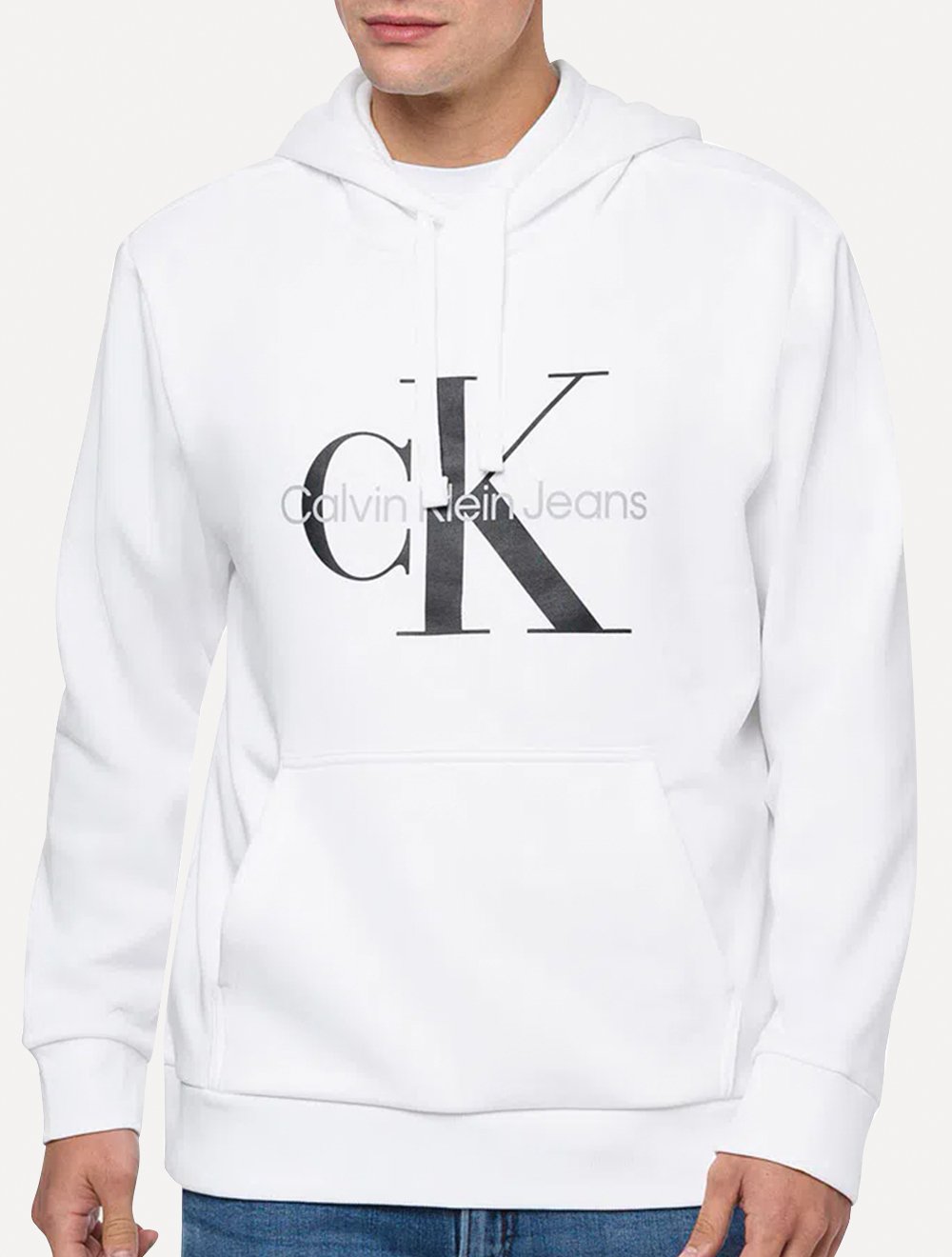 Moletom Calvin Klein Jeans Masculino Hoodie Issue Monograma Branco