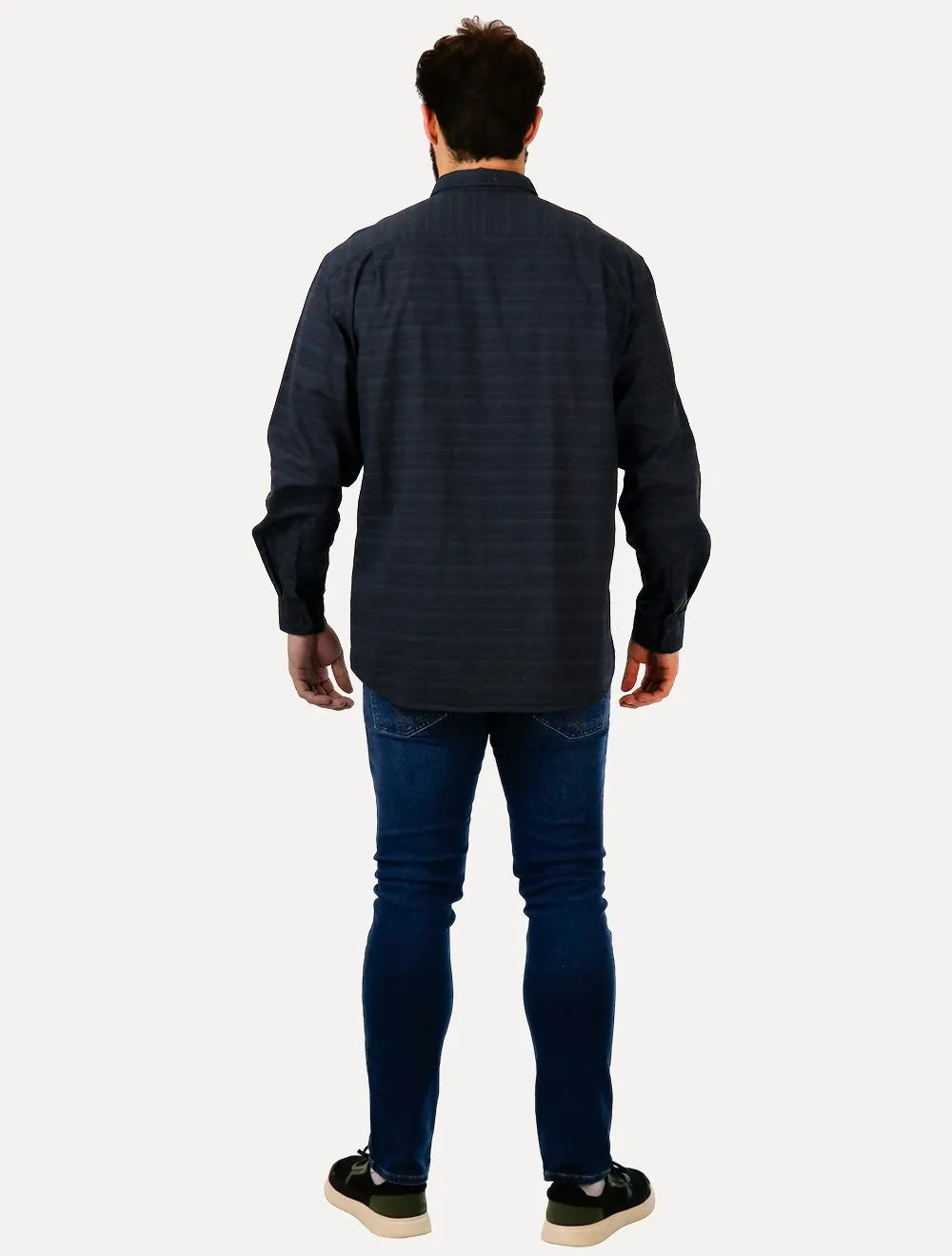 Camisa Dudalina Masculina Comfort Linen Blend Azul Marinho