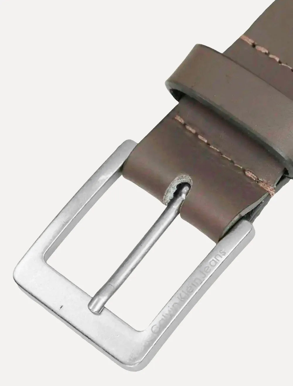 Cinto Calvin Klein Masculino Couro Queima CK Marrom