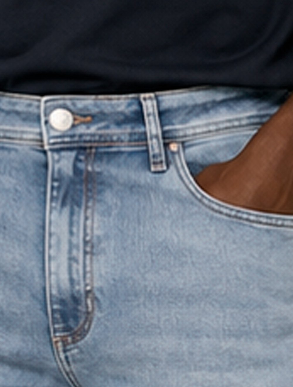 Calça Dudalina Jeans Masculina Slim Denim Dry Delave Jeans Claro