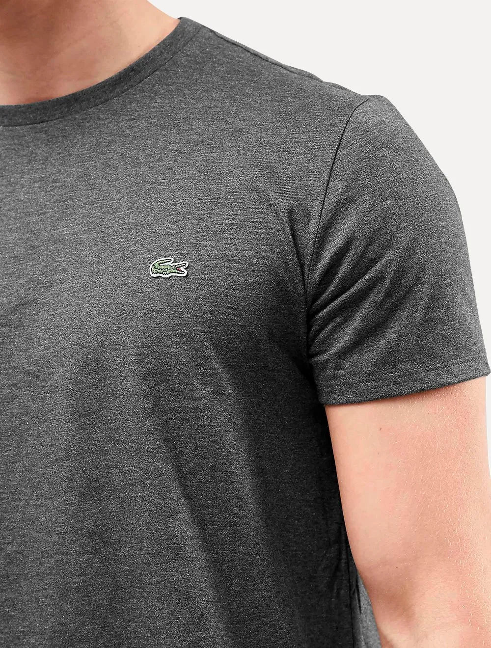 Camiseta Lacoste Masculina Classic Pima Cotton Logo Chumbo Mescla