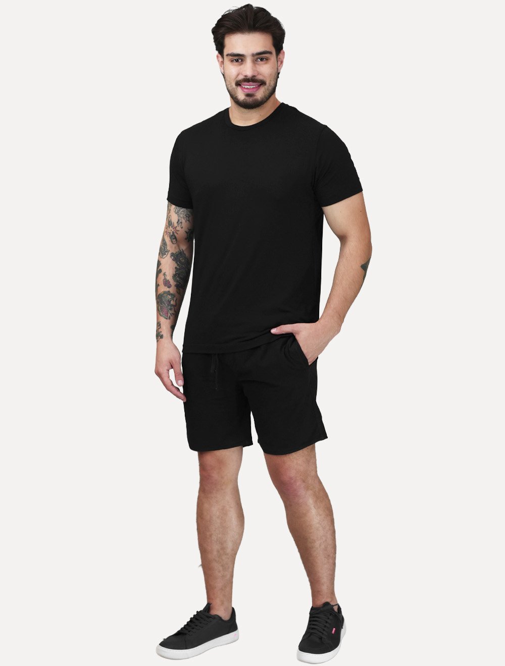 Short Aramis Masculino Elástico Color Liso Preto