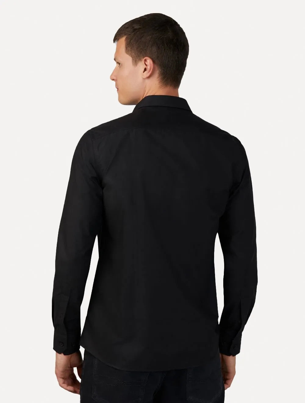 Camisa Dudalina Masculina Milano Tricoline Lisa Stretch Preta