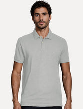 Polo Aramis Masculina Basic Piquet Mono Cinza Claro