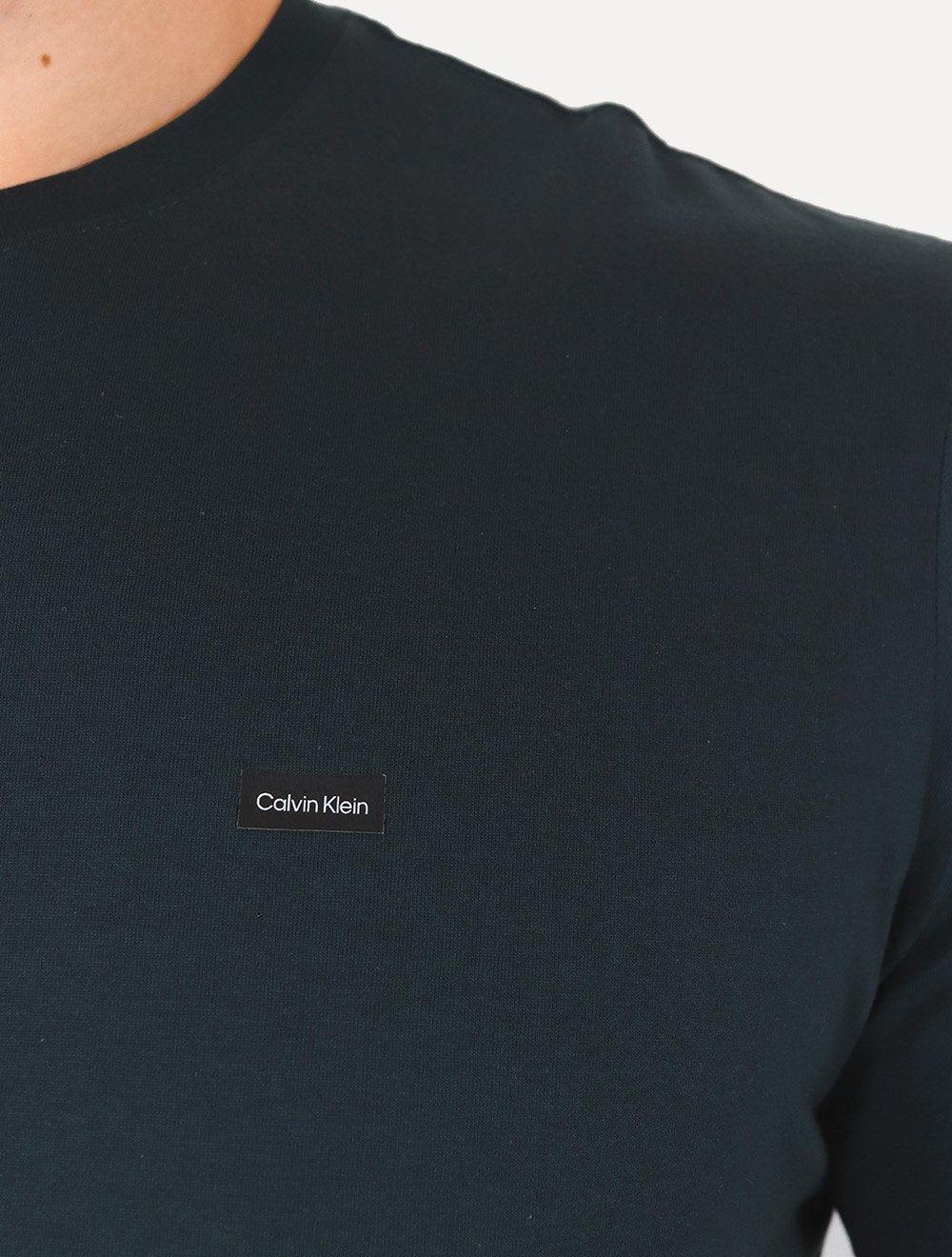 Camiseta Calvin Klein Jeans Masculina Egyptian Cotton Rubber Patch Azul Marinho