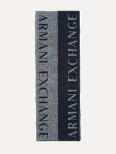 Cachecol Armani Exchange Bicolor Jacquard Azul Marinho/ Cinza Mescla