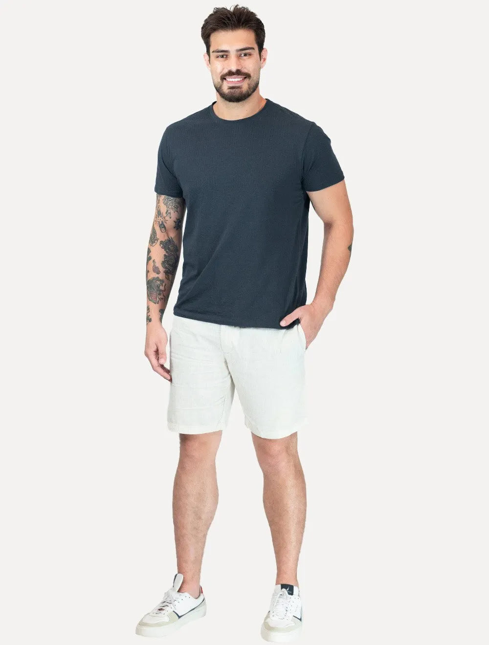 Camiseta Reserva Masculina Maquinetada Listrada Azul Marinho