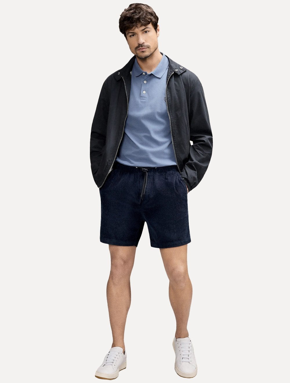 Bermuda Reserva Masculina Elástico Cotelê Azul Marinho