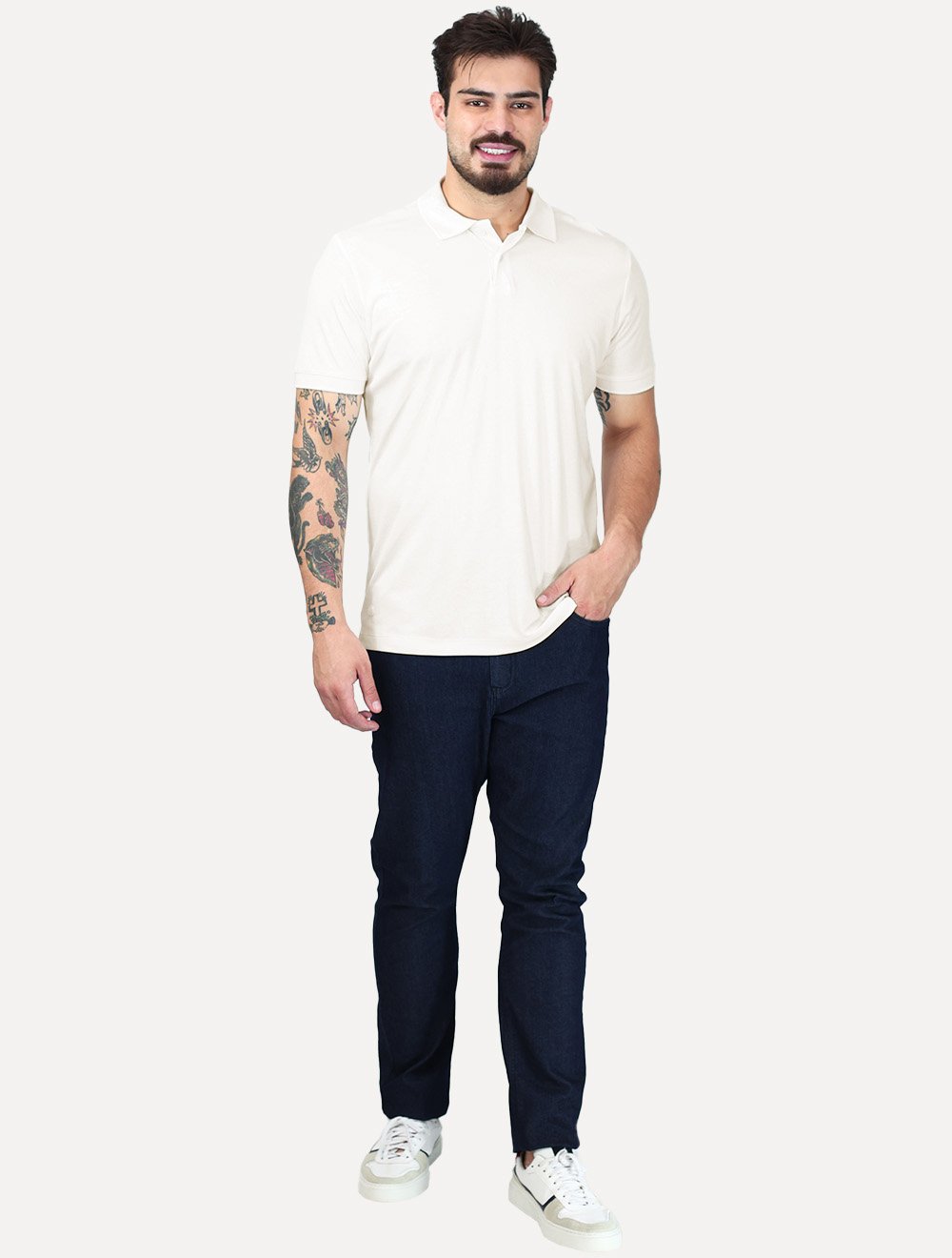 Polo King & Joe Masculina Travel Pack Tech Viscose Premium Off-White