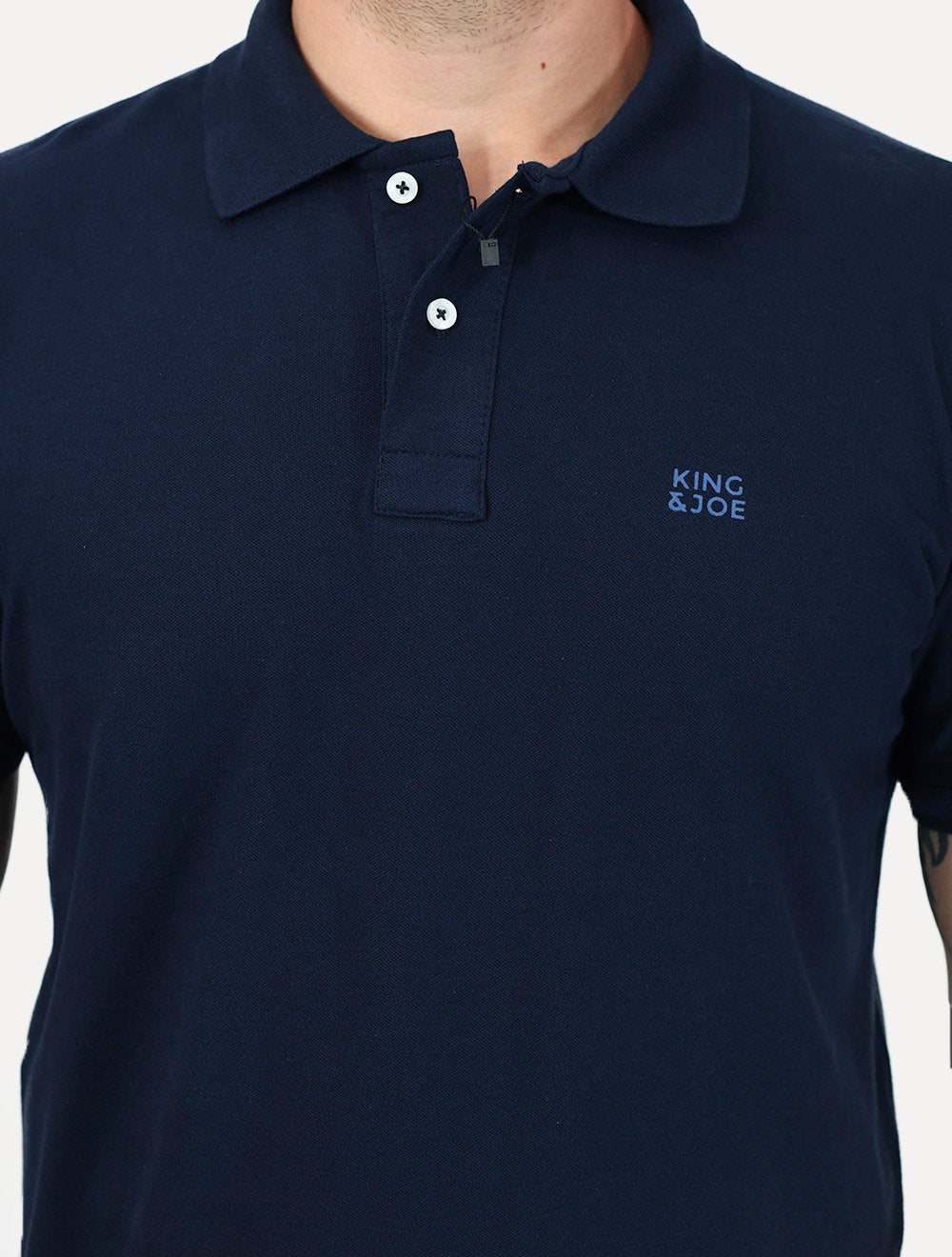 Polo King & Joe Masculina Piquet Logotipo Azul Marinho