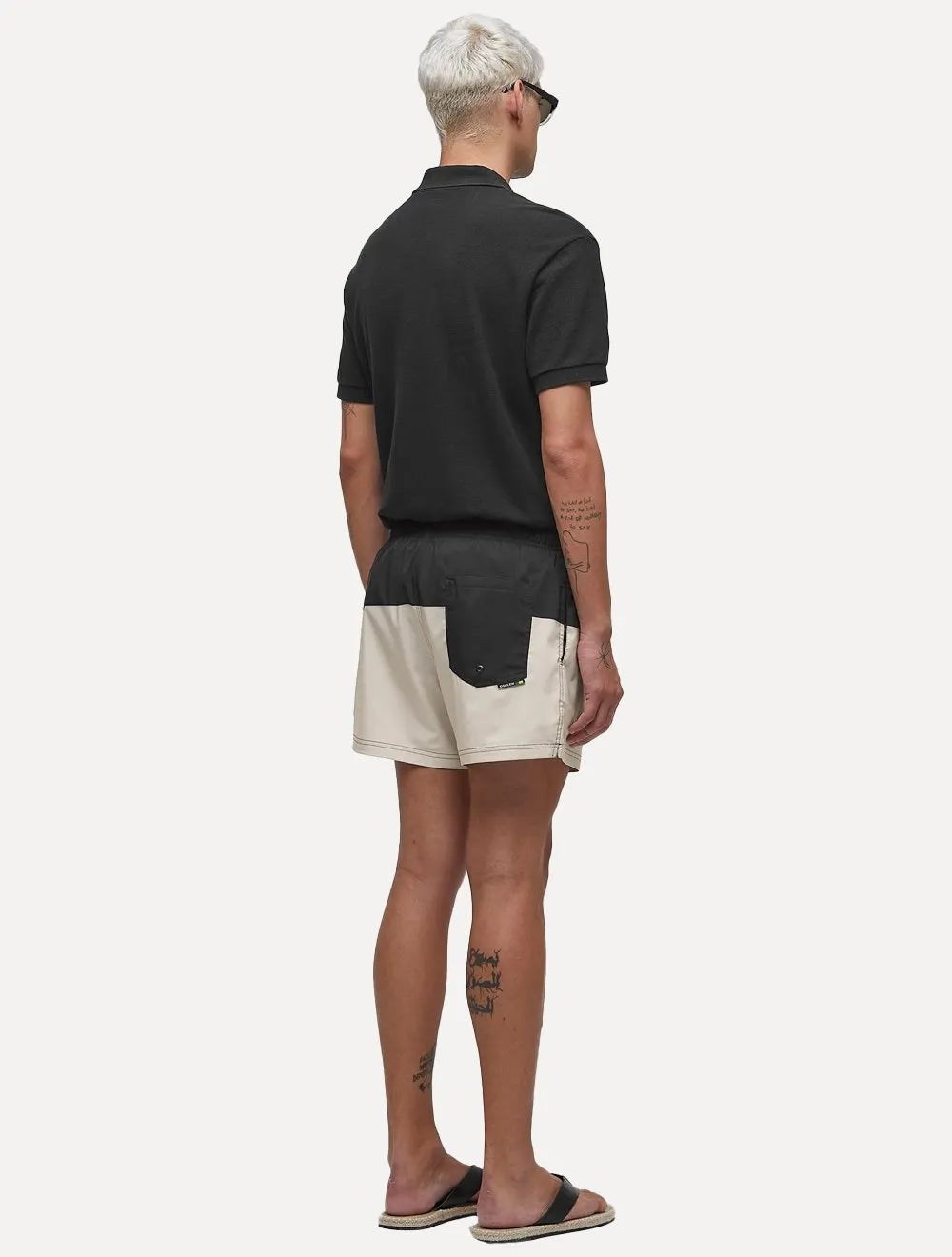 Short Osklen Masculino Beachwear Bicolor Off White Preto