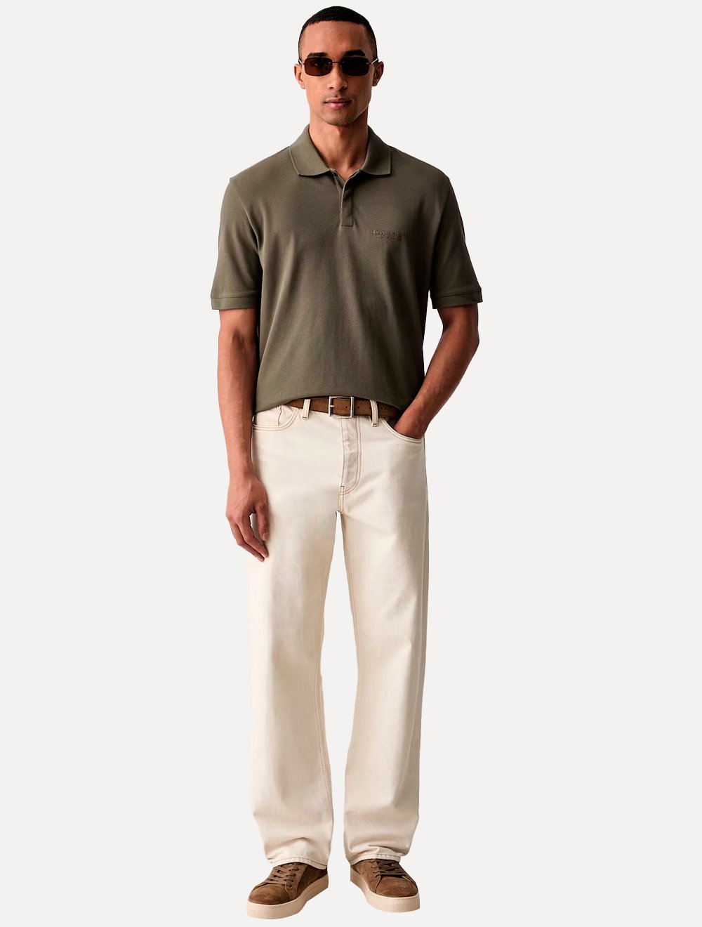 Camisa Polo Armani Exchange Regular Fit Light Logo Milano Marrom