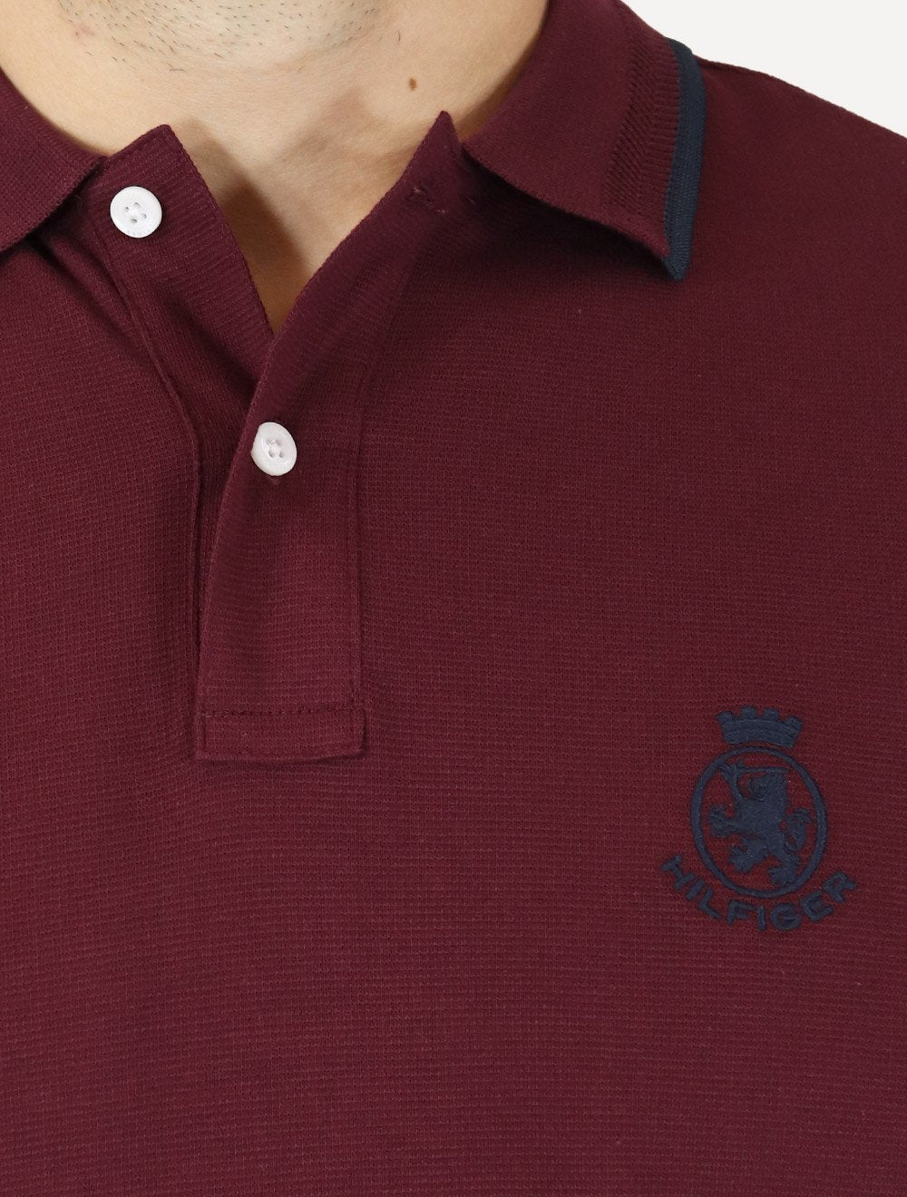 Polo Tommy Hilfiger Masculina Regular Holiday Crest Bordô