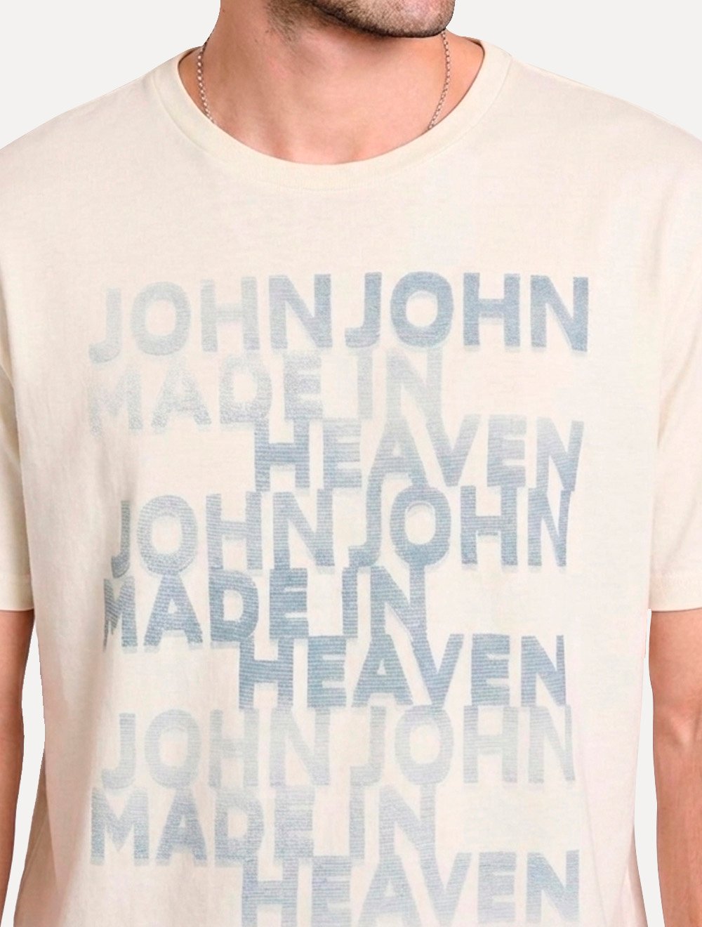 Camiseta John John Masculina Slim Fit Downtown Off White