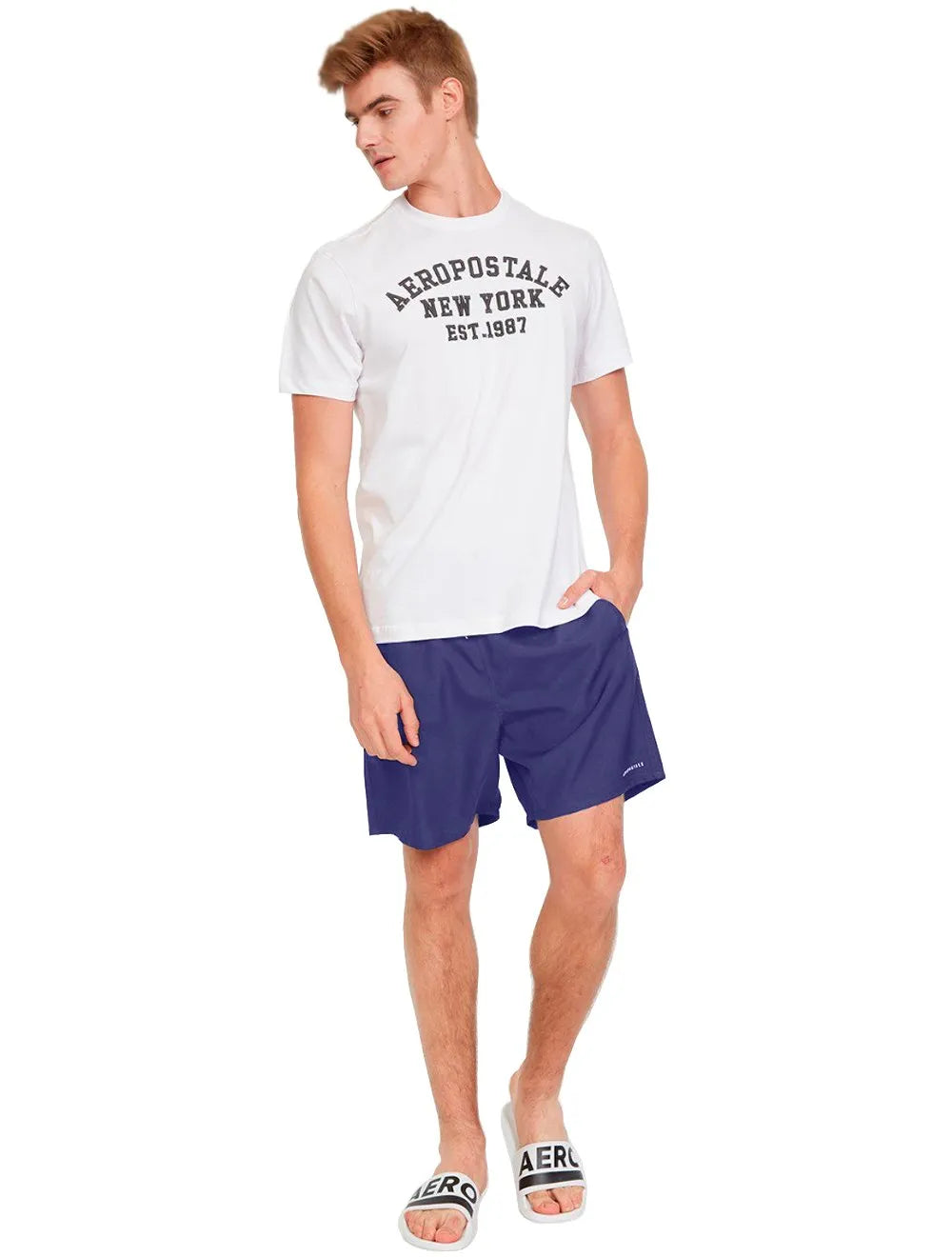 Short Aeropostale D'Água Swimwear Light Logo Azul Escuro