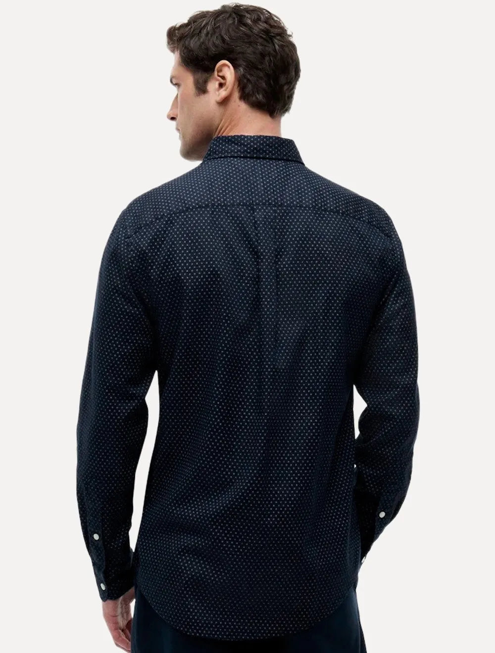 Camisa Tommy Hilfiger Masculina Flex Poplin Mini Print Shirt Azul Marinho