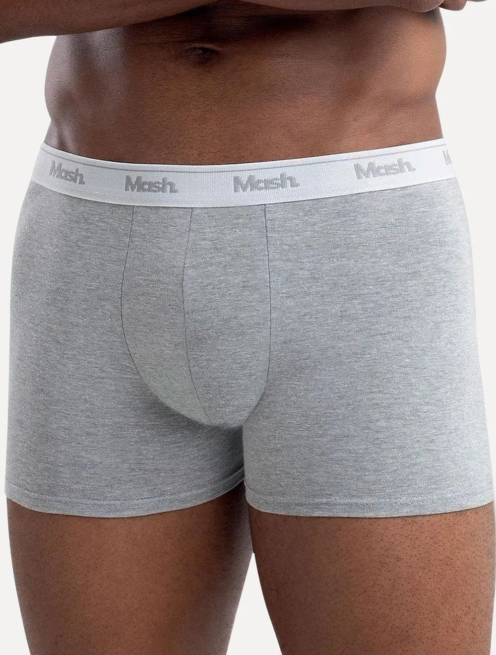 Cueca Mash Boxer Cotton Basic Azul Médio/ Cinza Mescla Pack 2UN