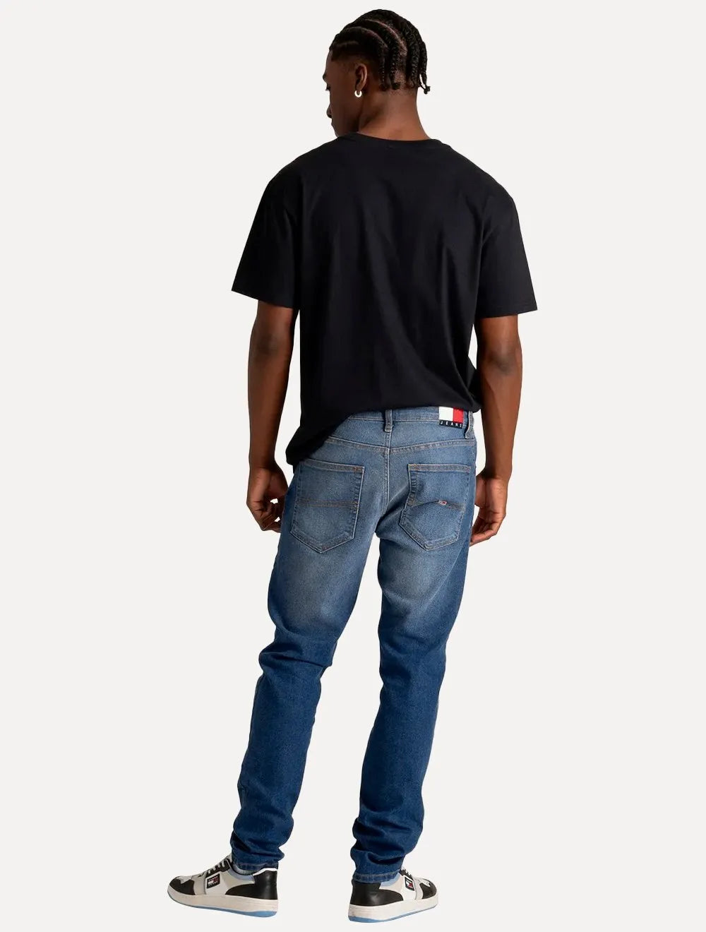 Calça Tommy Jeans Masculina Slim Scanton Flag Pocket Azul Médio