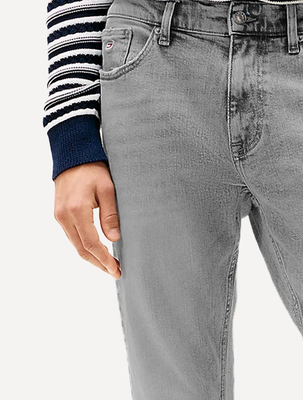 Calça Tommy Jeans Masculina Slim Austin Stone Cinza Escuro
