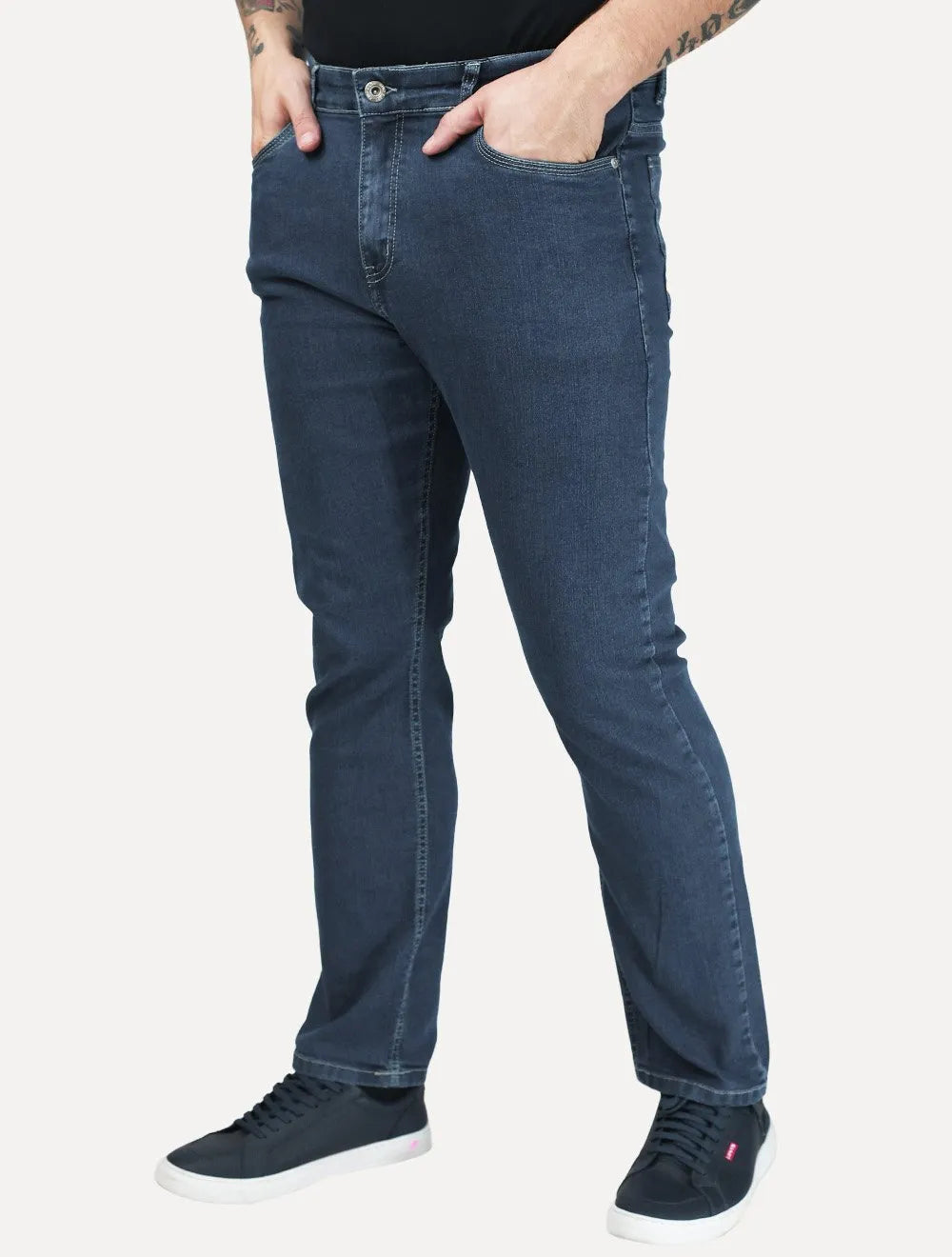 Calça King & Joe Jeans Masculina Regular Smoke Black Azul Marinho