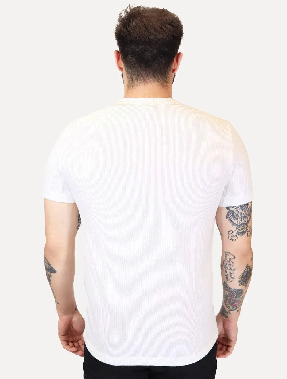 Camiseta Calvin Klein Masculina Canelada Mono Logo Off White