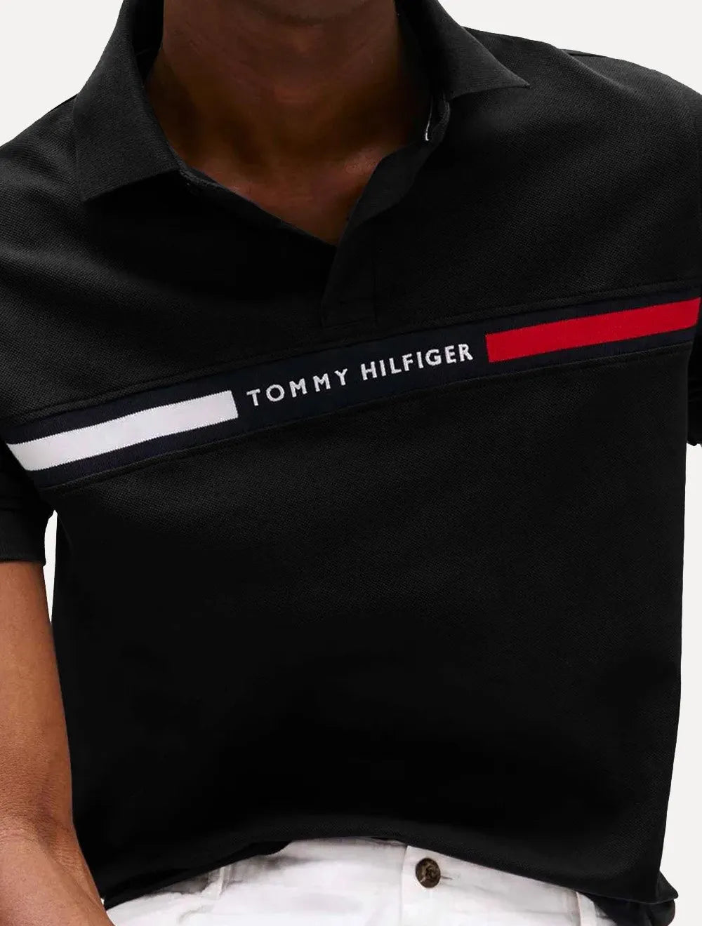 Polo Tommy Hilfiger Masculina Regular Chest Insert Logo Preta