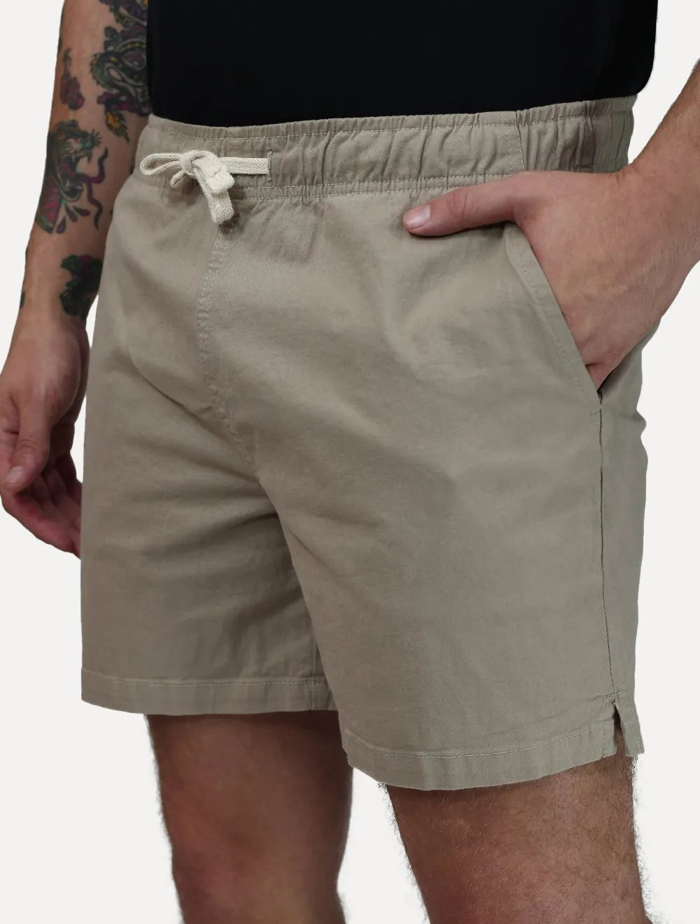 Short King & Joe Masculina Sarja Flex Twill Peach Cáqui Escuro