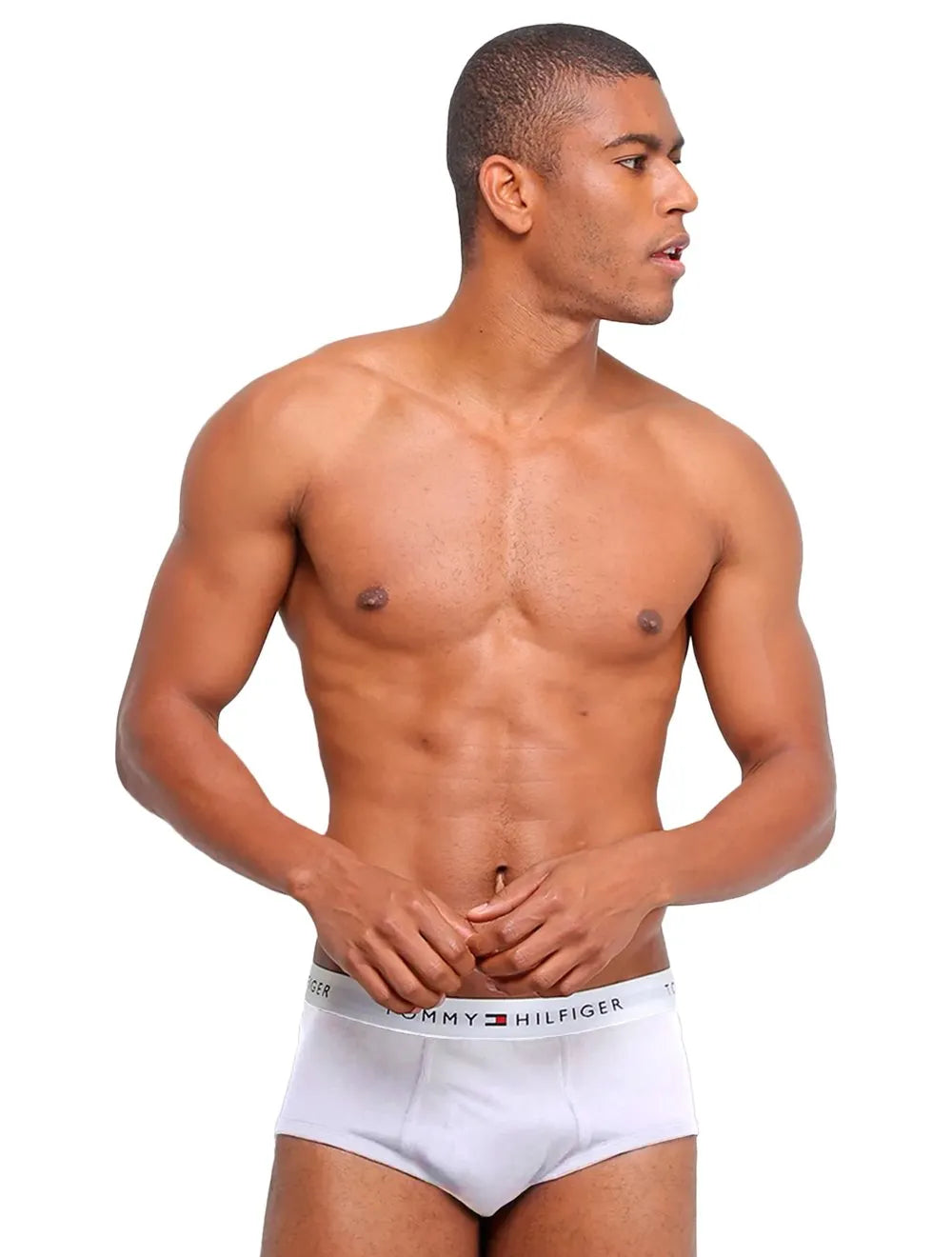 Cueca Tommy Hilfiger Cotton Stretch Brief Vermelha/ Marinho/ Branca Pack 3UN