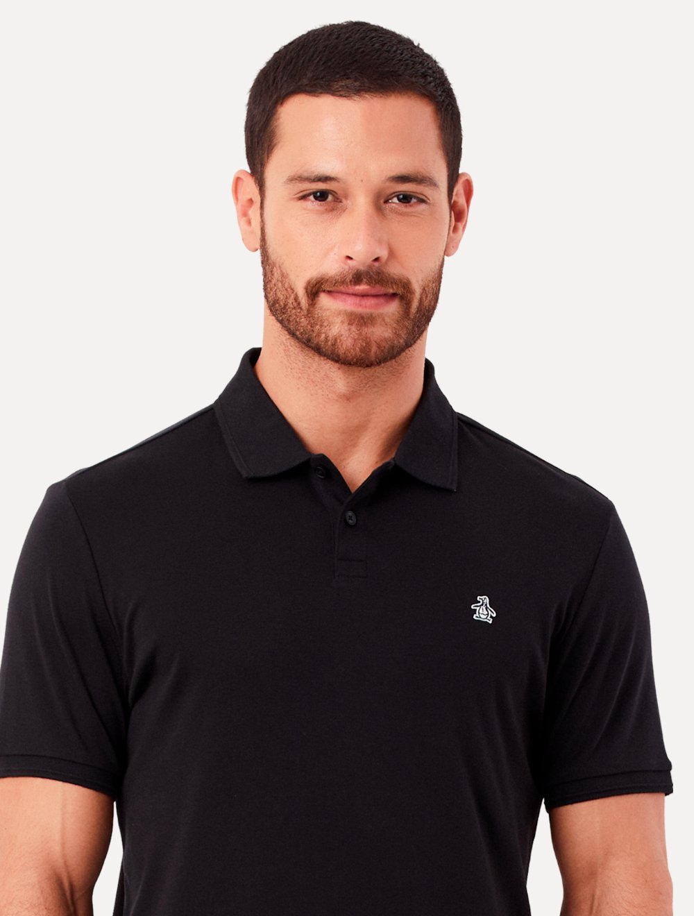 Polo Original Penguin Masculina Piquet Lisa Patch Preta