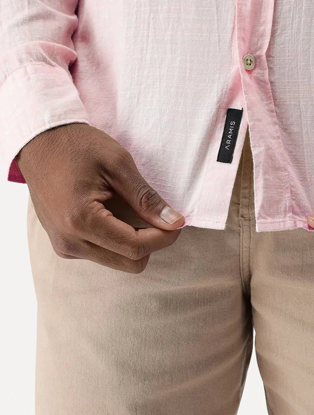 Camisa Aramis Masculina Slim Flame Lisa Rosa Claro