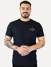 Camiseta Tommy Hilfiger Masculina Outline Flag Script Azul Marinho