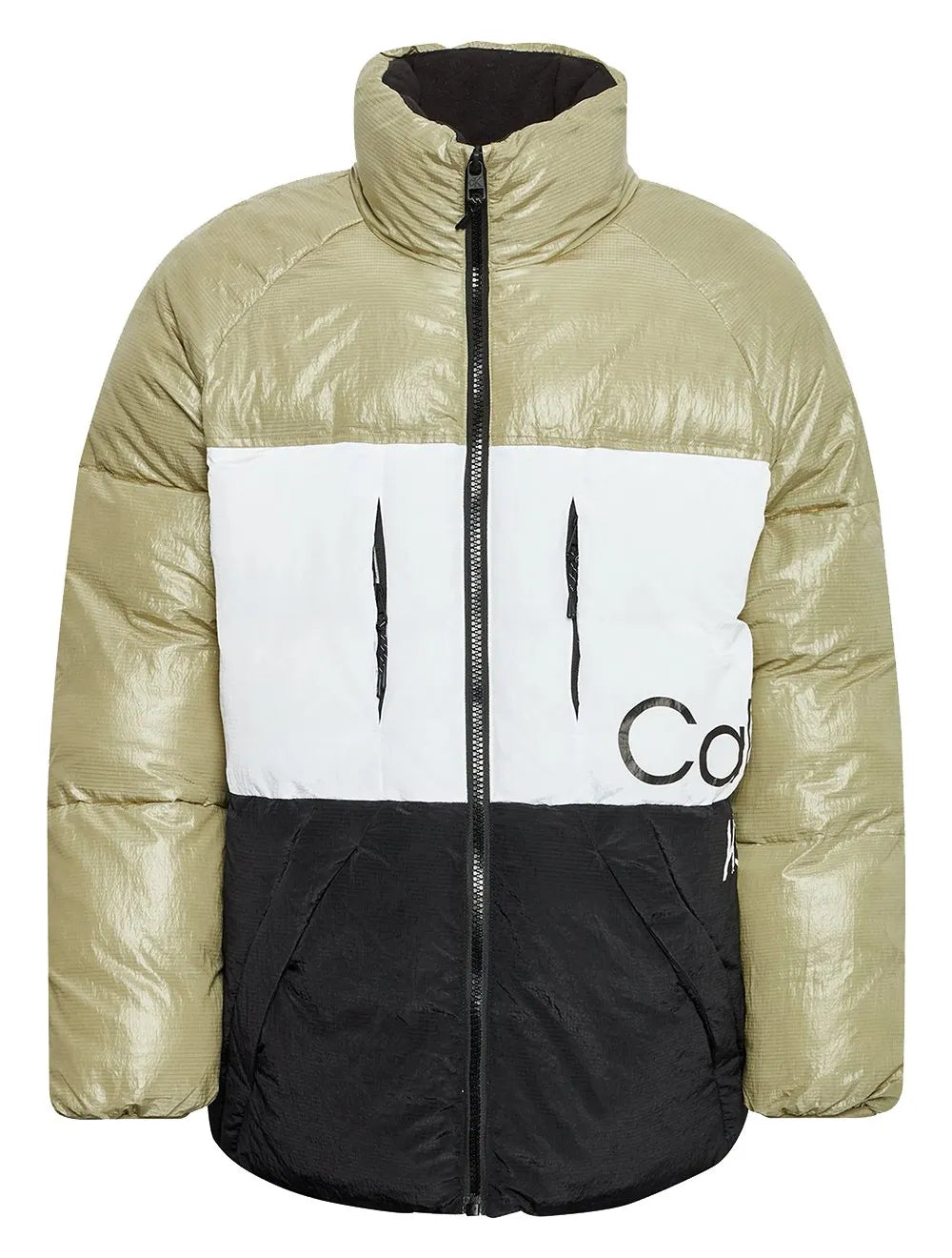 Jaqueta Calvin Klein Jeans Masculina Nylon Colorblock Logo Preta/ Branca/ Areia