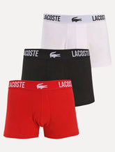 Cueca Lacoste Boxer Mono Croco Vermelha Branca Preta Pack 3UN