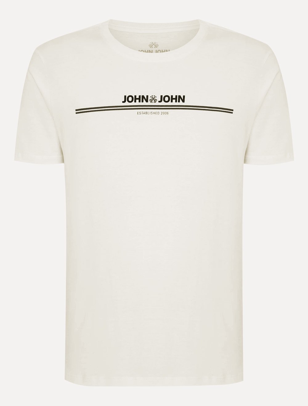 Camiseta John John Masculina Regular Fit Simple Lines Off White