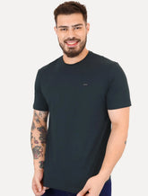 Camiseta Calvin Klein Jeans Masculina Egyptian Cotton Rubber Patch Azul Marinho