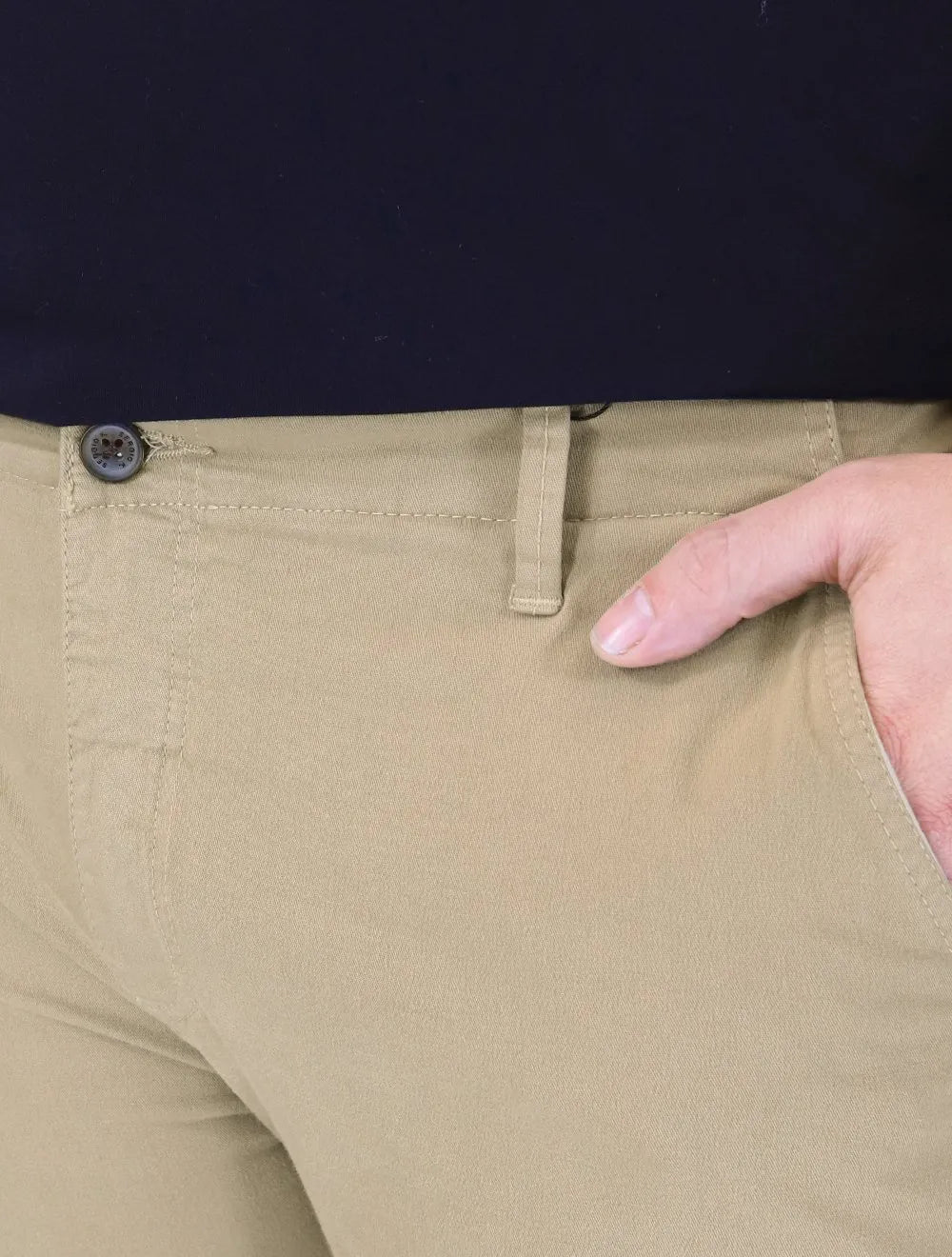 Calça Sergio K Masculina Chino Sarja Elastano Cáqui