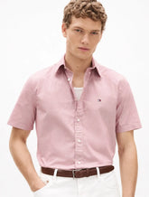Camisa Tommy Hilfiger Masculina Manga Curta Regular Houndstooth Mini Xadrez Rosa